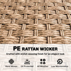 Rattan Wicker Sofa 3-Seater Outdoor Patio Sofa with Cushions for Garden Backyard Porch Dark Blue