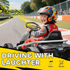 24V Electric Go Kart for Kids, Drift Ride-On Racing Go Kart with 2 Speeds, for Boys Girls Aged 8-12 Years Old, White