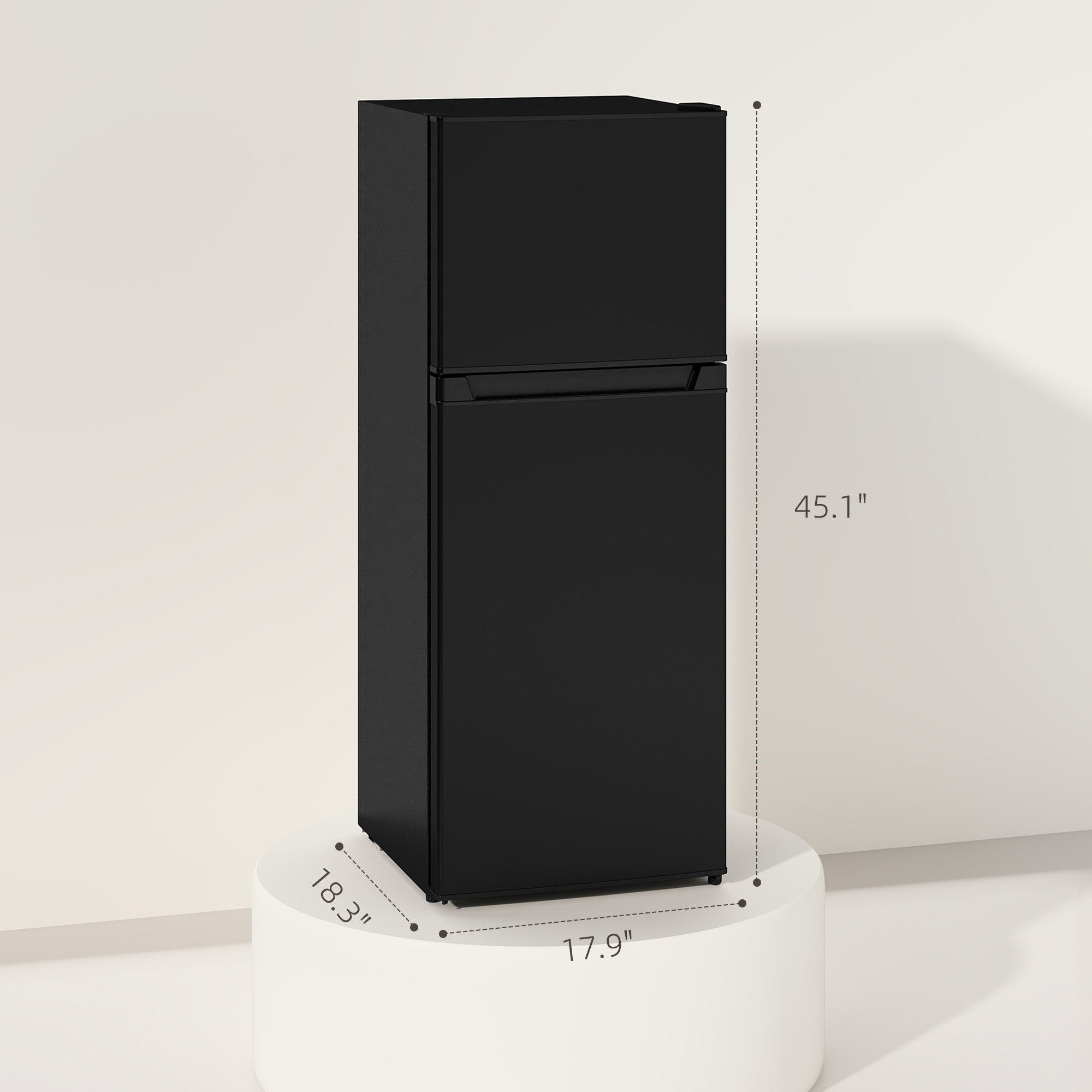 Small Fridge with Freezer, 4 Cu Ft Refrigerator with Reversible Doors, Black