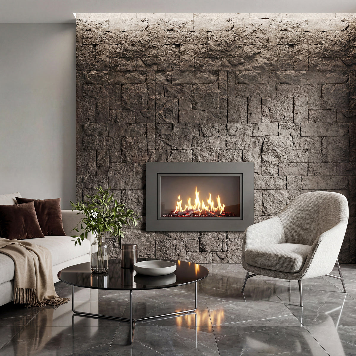 8-Pack 3D Faux Stone Wall Panels, Lightweight Polyurethane Panels for Interior and Exterior Accent Walls, Black