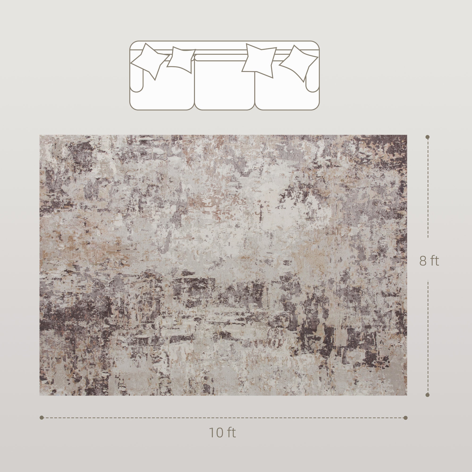 Machine Washable Area Rug 8x10, Non-Slip Modern Abstract Floor Carpet for Living Room, Bedroom, Dining Room, Mixed-Brown