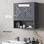 Farmhouse Bathroom Medicine Cabinet, Wall Cabinet with Barn Doors and Adjustable Shelf for Laundry Room, Gray
