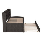 Classic Style Twin Size Wooden Captain Bed with Built-in Bookshelves, 3 Storage Drawers, and Trundle, 77.5" L x 88" W x 47" H, Antique Gray