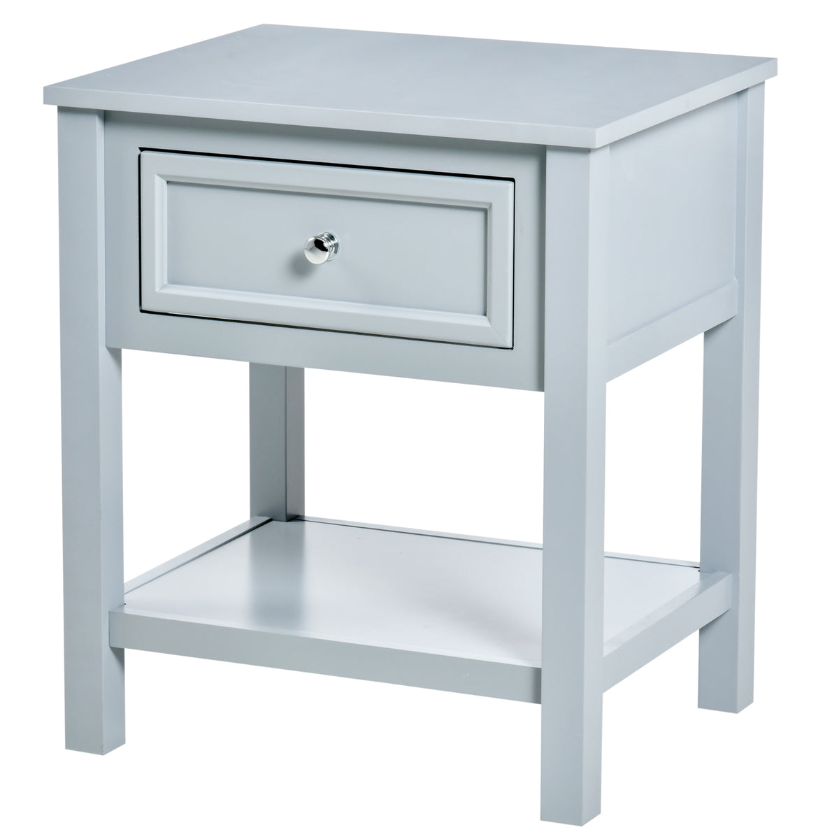 Sofa Side Table, Accent End Table with Storage Drawer and Bottom Shelf for Living Room,Gray