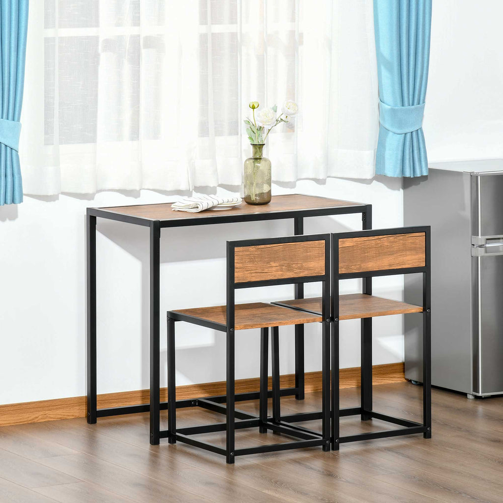 3-Piece Industrial Dining Table Set for 2, Kitchen Table and Chairs, Dining Room Sets for Small Spaces, Rustic Brown