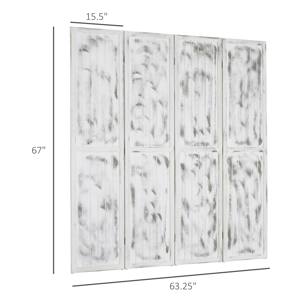 Screen Divider Room Divider Screen with Foldable Design for Indoor Bedroom Office 5.5' Rustic White