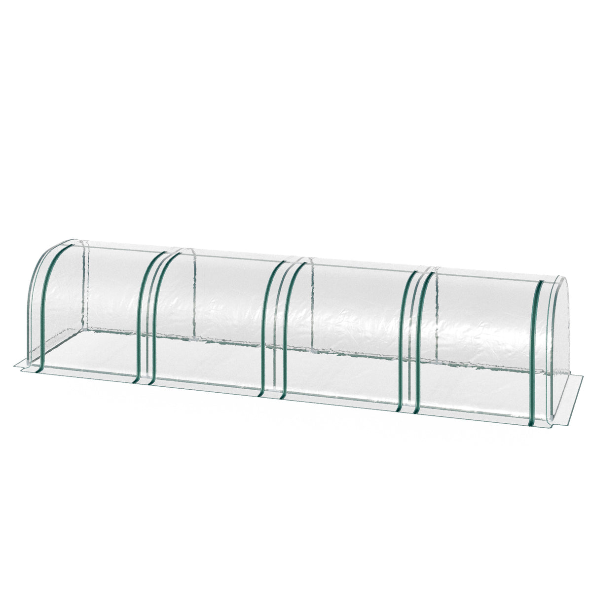 13' L x 3' W x 2.5' H Portable Tunneled Greenhouse with 4 Zippered Doors, Water/UV Fighting PVC Cover, Clear