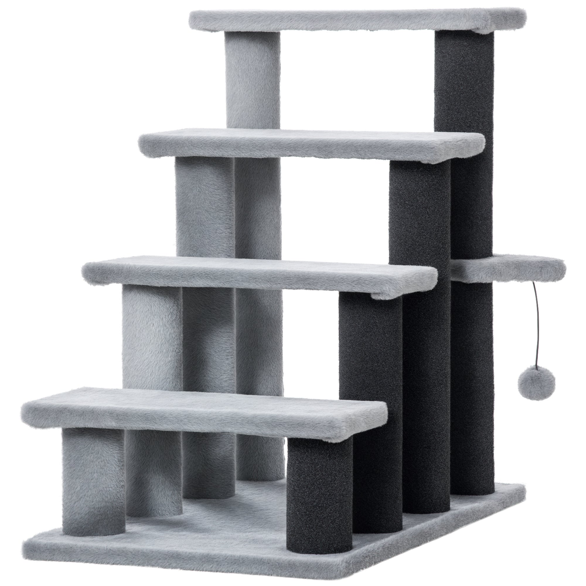 Cat Tree, Cat Tower Cat Stair Steps with Scratching Post, Hanging Play Ball for High Bed, Sofa, Indoor / Outdoor
