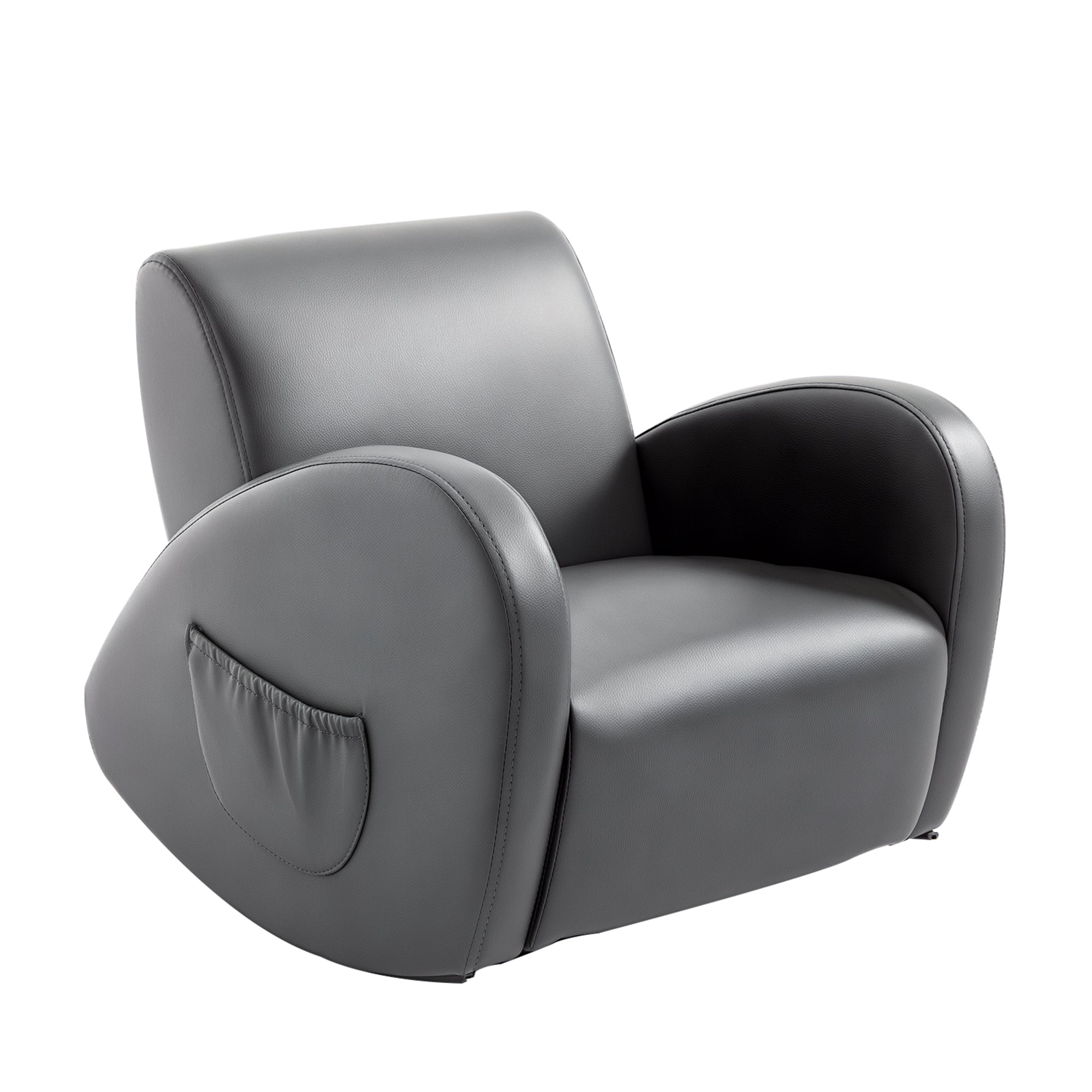 Kids Sofa Rocking Chair with Side Pocket, PU Leather Toddler Armchair for Children Grey