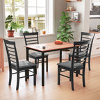 Wooden Dining Chairs Set of 2, Farmhouse Upholstered Kitchen Chairs with Rubber Wood Frame, Black and Gray