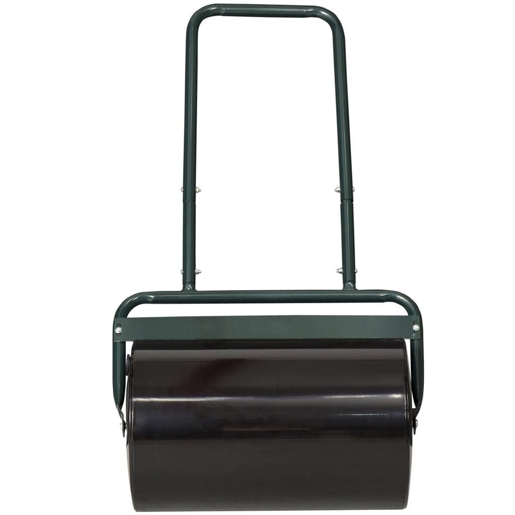 20-Inch Push/Tow Behind Lawn Roller Filled with 10 Gal Water or Sand for Flattening Sod in the Garden, Dark Green