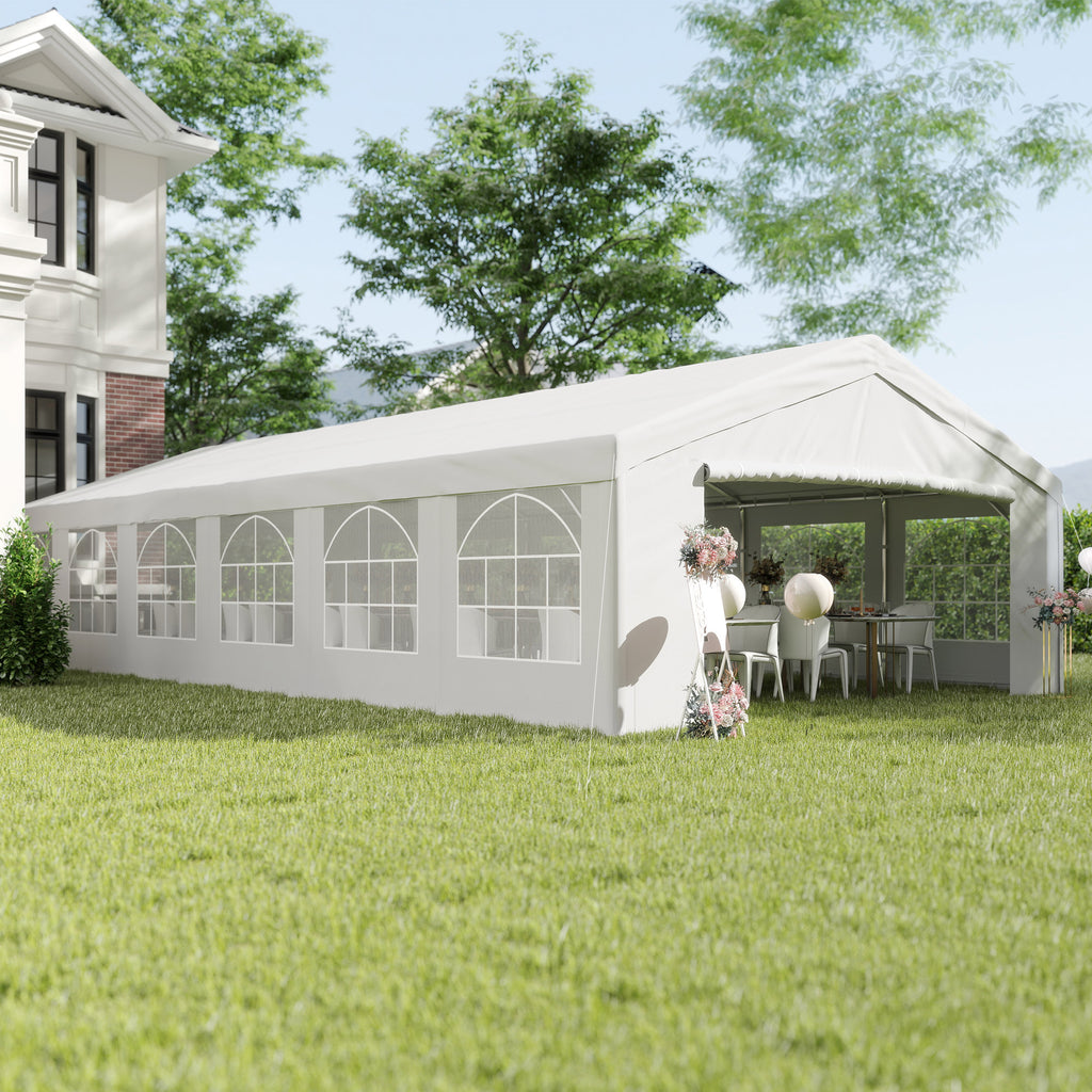 20 x 40 ft Heavy Duty Party Tent Outdoor Gazebo Wedding Tent Event Shelter Carport BBQ with Removable Sidewalls & Windows, Outside Waterproof Canopy for Parties, White