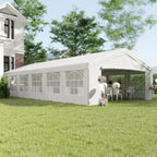 20 x 40 ft Heavy Duty Party Tent Outdoor Gazebo Wedding Tent Event Shelter Carport BBQ with Removable Sidewalls & Windows, Outside Waterproof Canopy for Parties, White