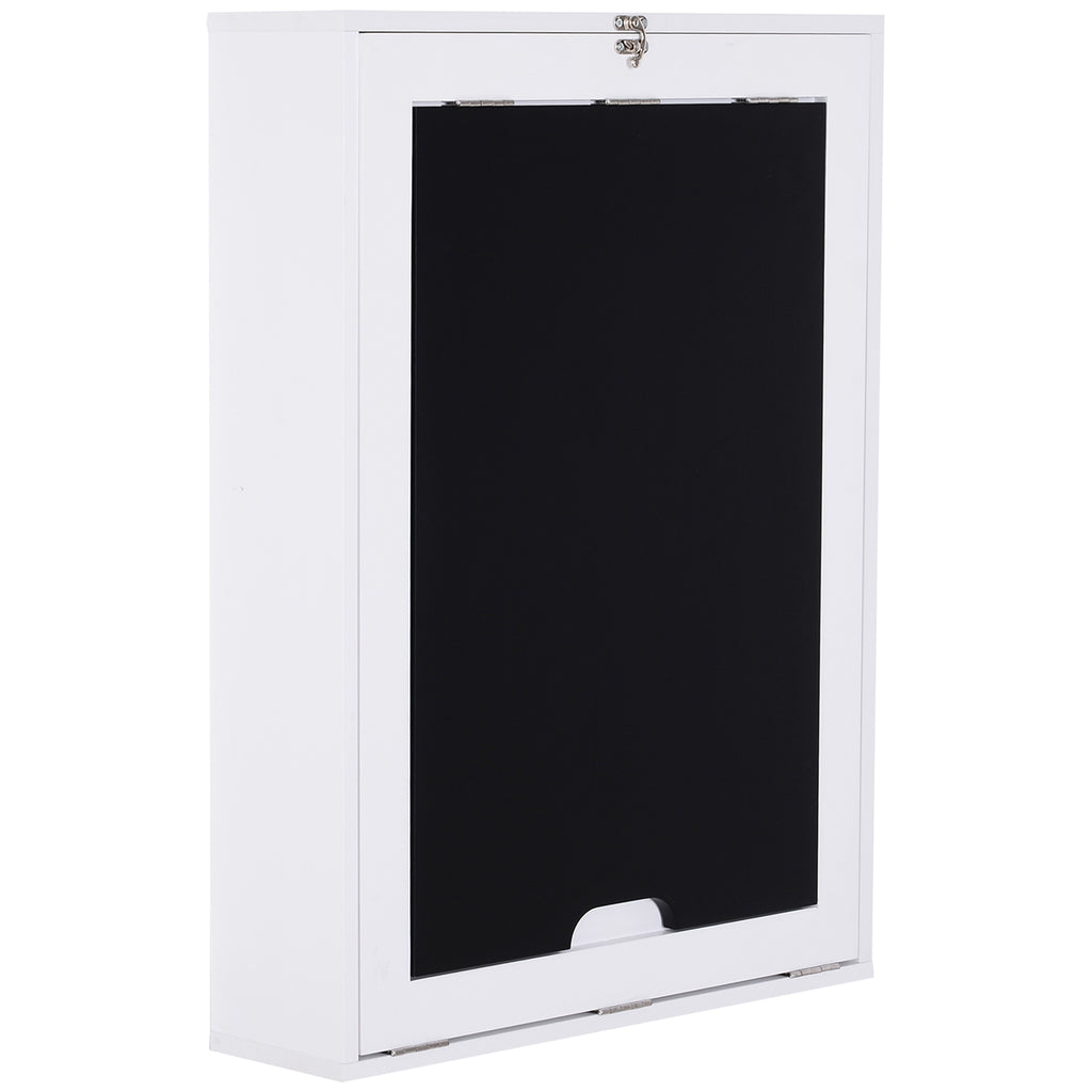 Wall Mounted Foldable Desk with a Blackboard, Fold Out Convertible Floating Desk with Shelves, White