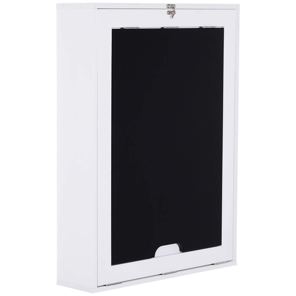 Wall Mounted Foldable Desk with a Blackboard, Fold Out Convertible Floating Desk with Shelves, White