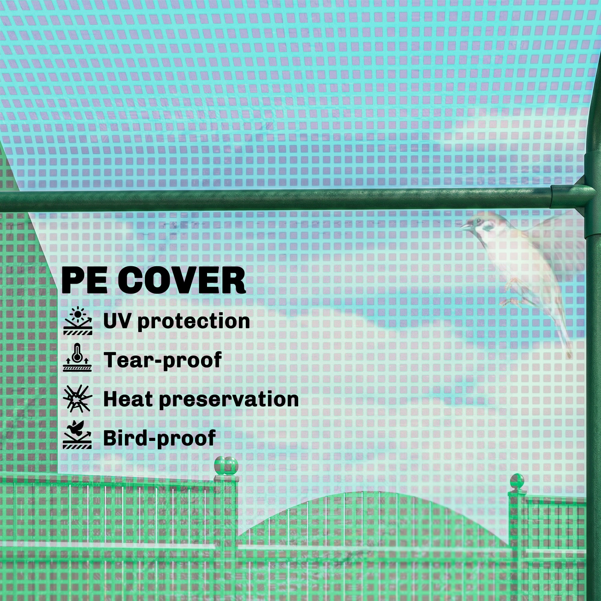 7' x 5' x 6' Walk-in Greenhouse for Outdoors with Mesh Door, 18 Shelf Hot House with Trellis, Plant Labels, UV Protective, Steel Frame for Growing Flowers, Herbs, Vegetables, Saplings, Green