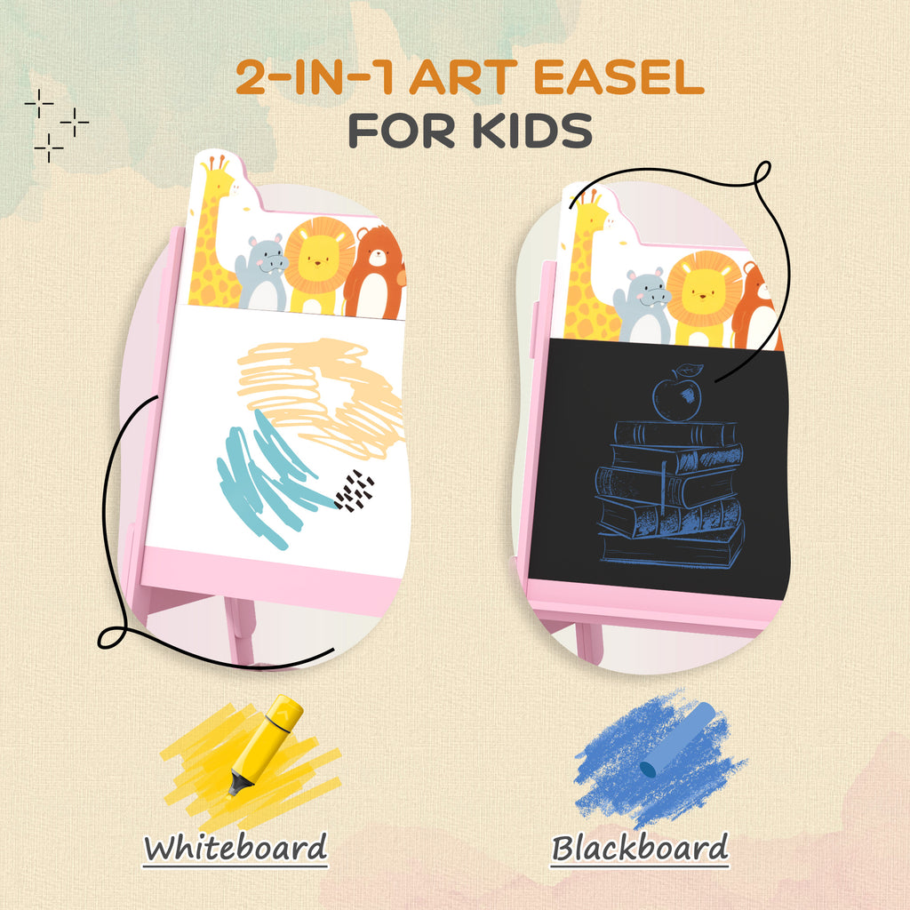 Doubel-Sided Easel for Kids w/ Whiteboard, Chalkboard, Storage Boxes, Blue