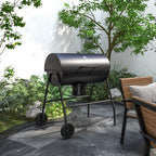 Barrel Charcoal BBQ Grill, Barbecue with 420 sq.in. Cooking Area, Wheels, Ash Catcher, Black