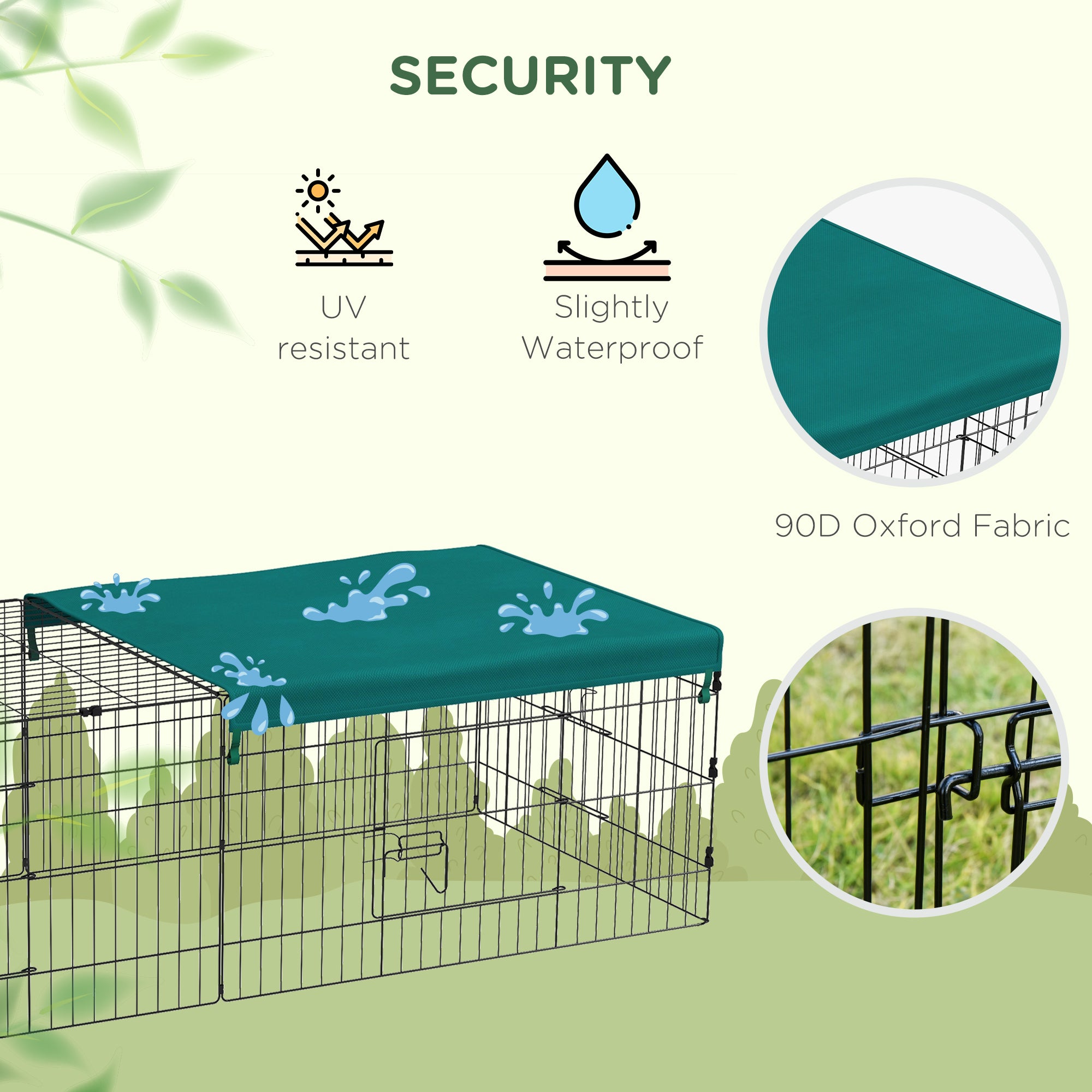 73" Small Animal Playpen with with Roof for Rabbits, Chicken, Chinchillas for Indoor/Outdoor Use, Green