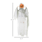 3.9' Outdoor Halloween Hanging Pumpkin Ghost w/ Light Up Eyes, Sound Activated Prop w/ Creepy Howling Sounds
