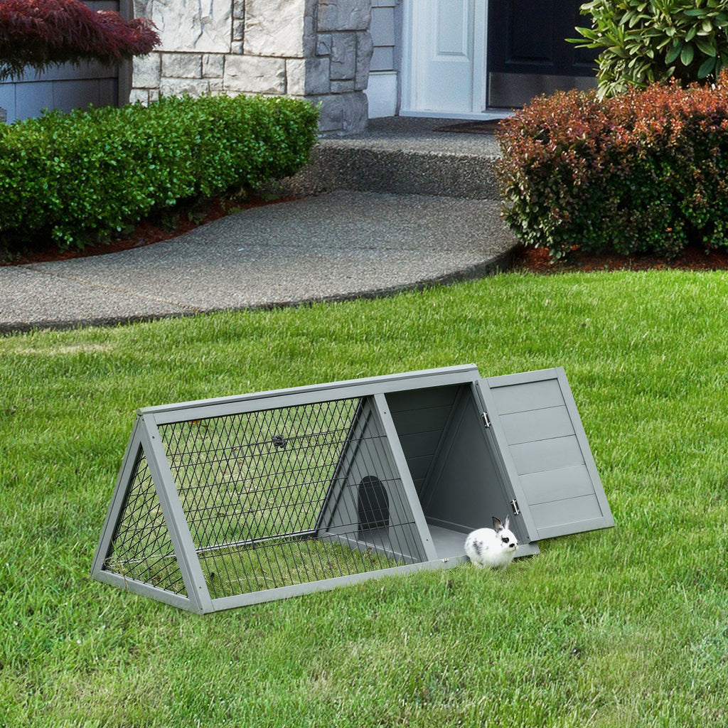 Rabbit Hutch Outdoor, Wooden Chicken Coop with Run, Outdoor Small Animal Cage for Rabbit, Small Duck and Chicken, for Garden, Backyard, Farms, 46" x 24.5" x 21", Light Gray