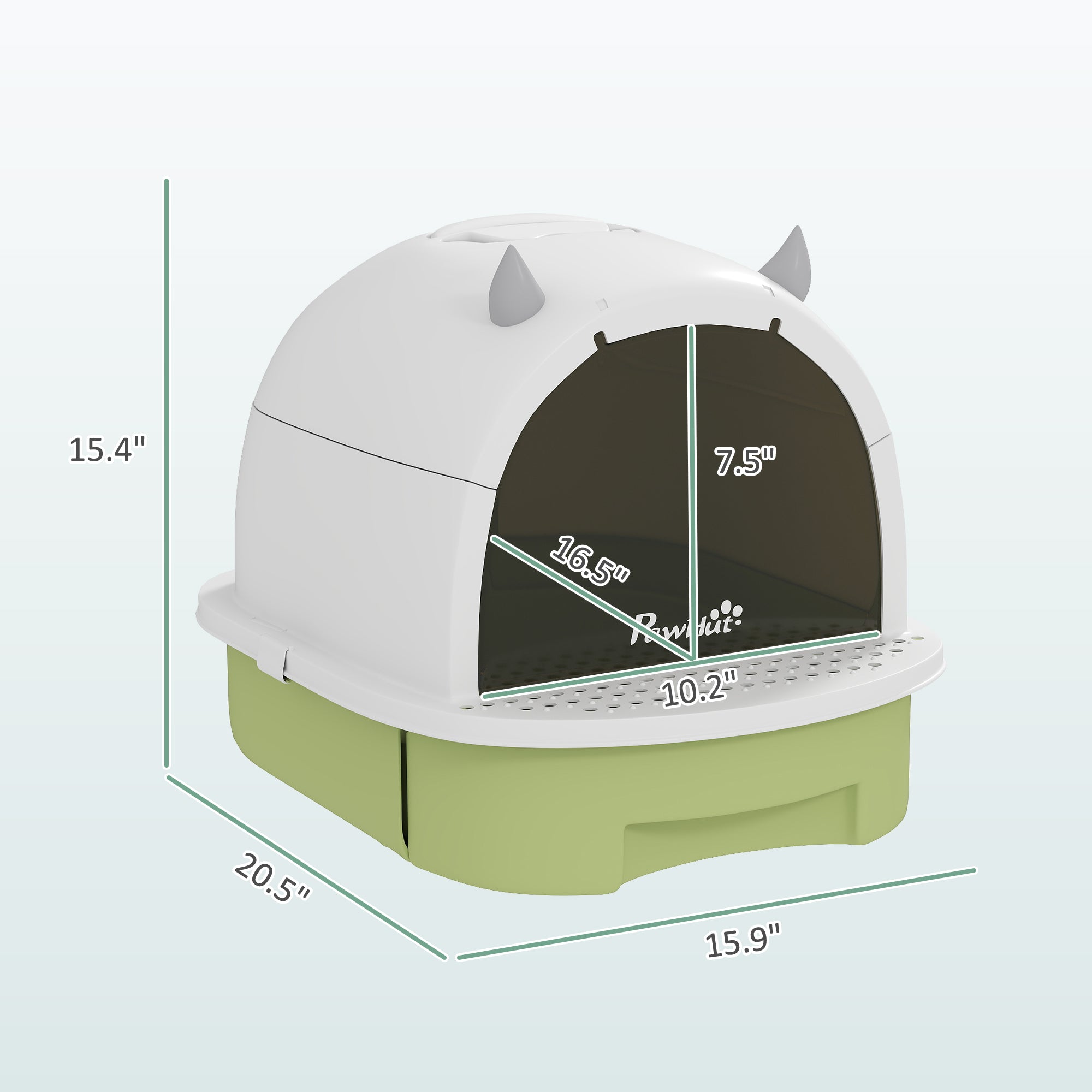 Covered Cat Litter Box with Lid, Scoop, Deodorizing Bags for Odor Control, Privacy, Easy to Clean, Green