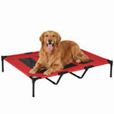 XL Elevated Dog Bed, Outdoor Raised Dog Bed, Portable Pet Cot w/Carry Bag Metal Frame Breathable Mesh Indoor and Outdoor Red