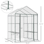 5' x 5' x 6' Mini Walk-in Greenhouse Kit, Portable Green House with 3 Tier Shelves, Roll-Up Door, and Weatherized Plastic Cover for Backyard Garden, Clear
