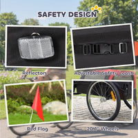 Dog Bike Trailer, Pet Cart Bicycle Carrier with 20" Air Tires, Quick-Release Wheels, Reflectors, Flag