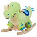 Kids Plush Ride-On Rocking Horse Toy Dinosaur Ride on Rocker Green with Realistic Sounds