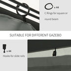 9.84' x 11.8' Gazebo Sidewall Set with Hooks/C-Rings, Gray
