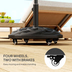 Round Patio Umbrella Base with Wheels, 44 lbs Resin Umbrella Stand Base, Heavy Duty Patio Umbrella Holder for 1.3"/1.5"/1.9" Umbrella Poles for Outdoor, Lawn, Poolside, Black