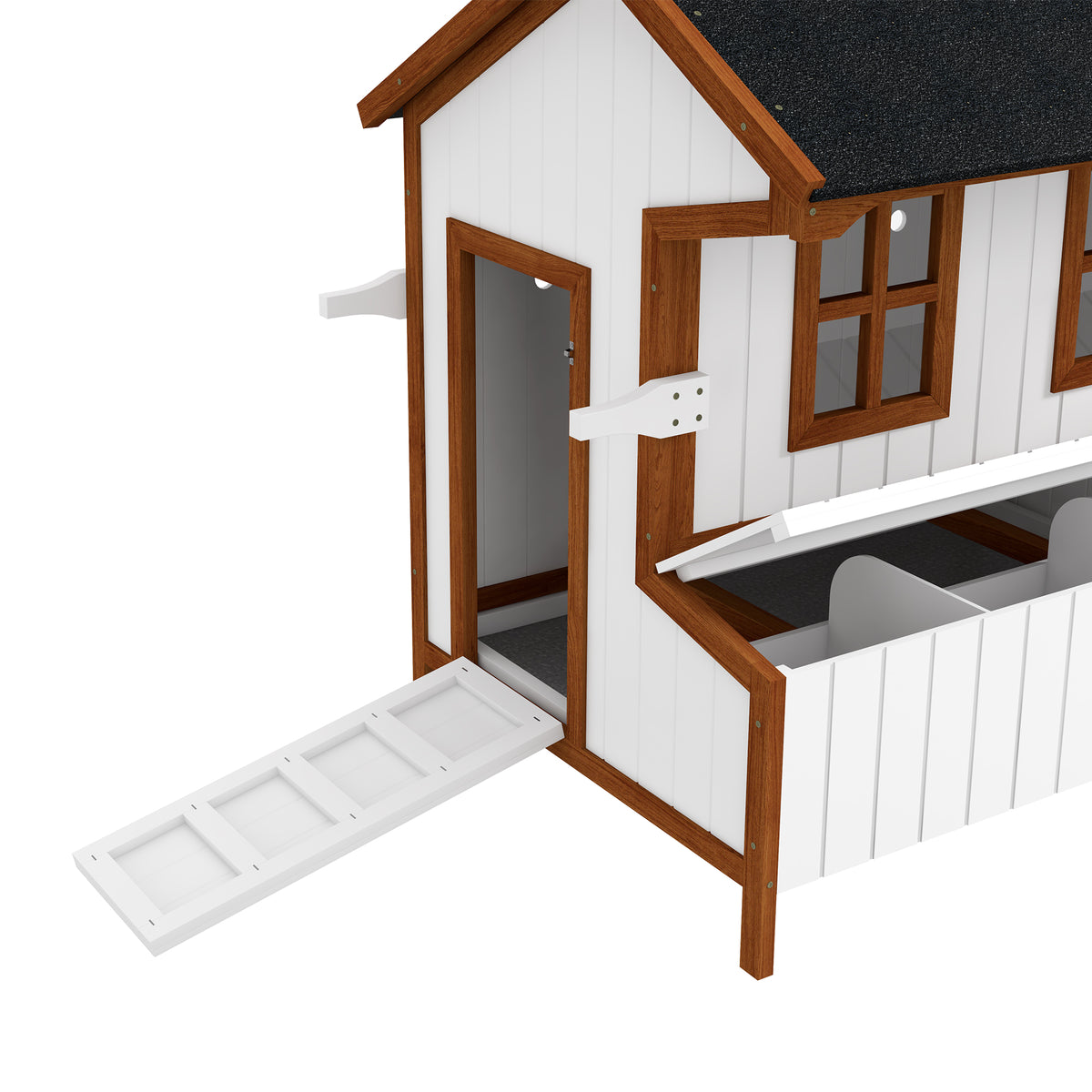 47" Chicken Coop, Wooden Chicken House Raised Rabbit Hutch with Waterproof Roof, Nesting Box and Handles for 3-5 Hens, Poultry Cage Portable Hen Pen for Backyard