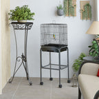45-inch Metal Indoor Bird Cage, Parrot Cage, Bird Aviary with Detachable Rolling Stand, Storage Basket, and Accessories - Black