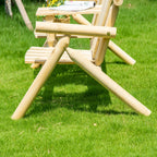 2-Seat Wooden Adirondack Chair, Patio Bench with Table, Outdoor Loveseat Fire Pit Chair for Porch, Backyard, Deck, Natural