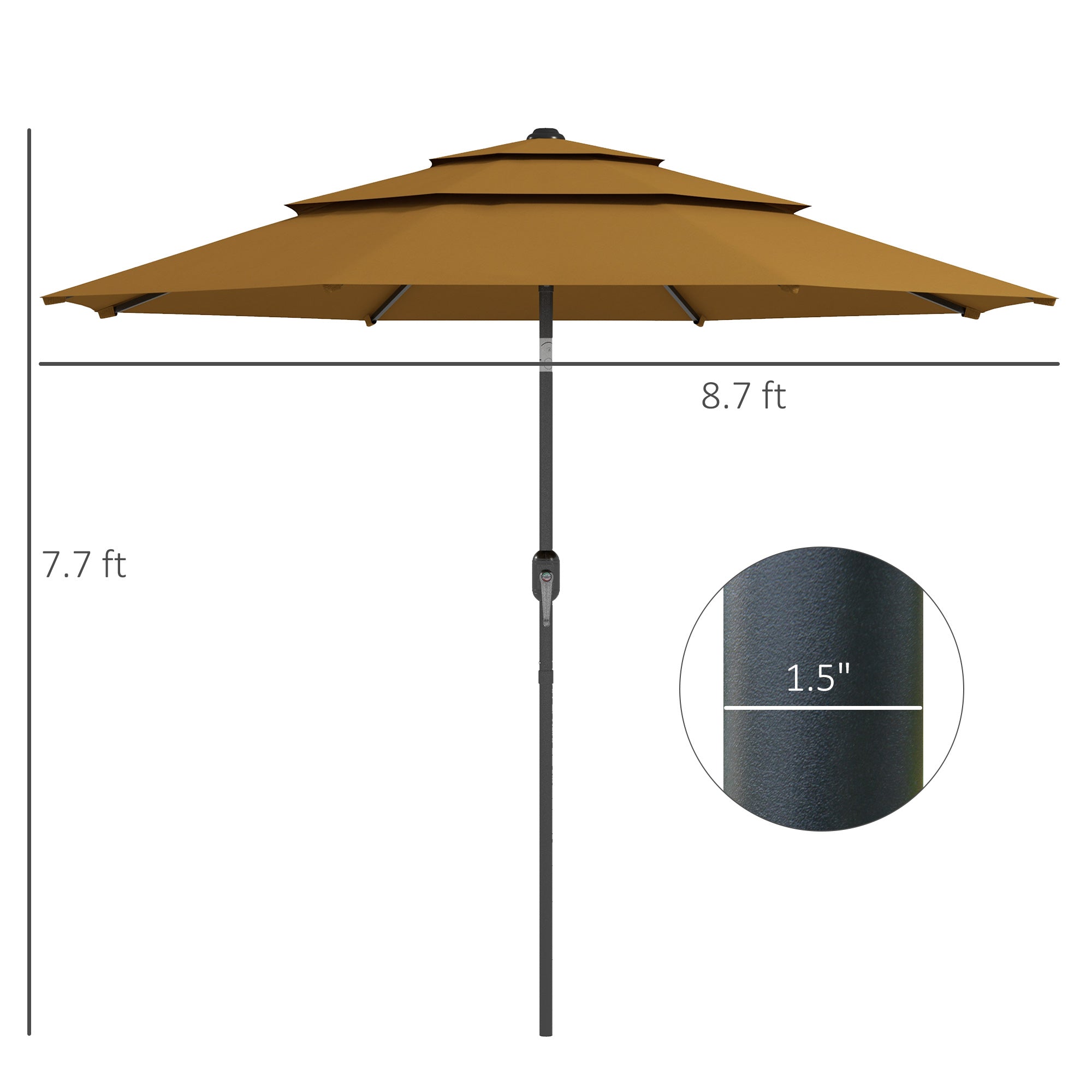 9FT 3 Tiers Outdoor Patio Umbrella with Crank, Push Button Tilt for Deck, Backyard and Lawn, Tan