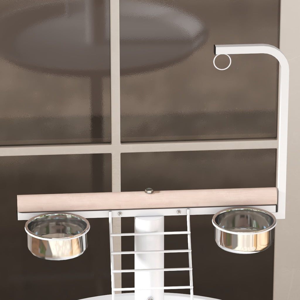 Bird Stand with Wheels, Perches, Feed Bowls, Round Tray for Parrot