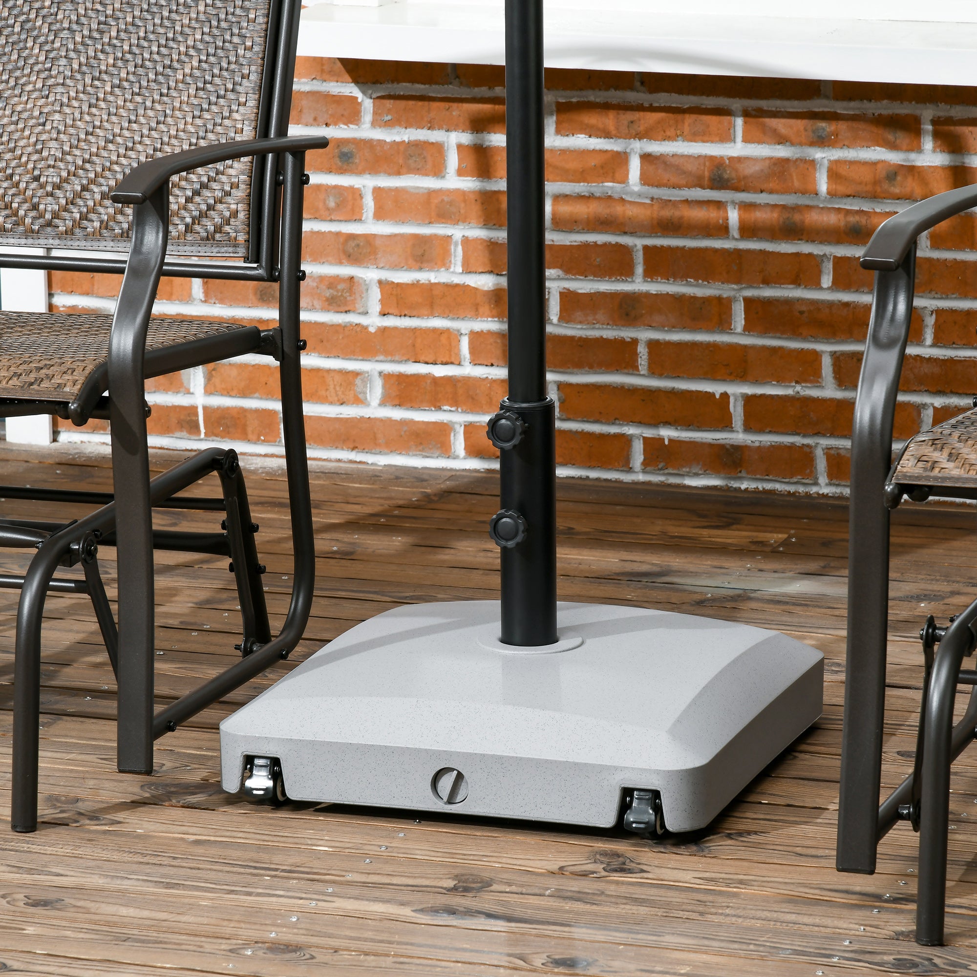 Patio Umbrella Base with Wheels, 53lbs Water or 66lbs Sand Filled, Heavy Duty Outdoor Umbrella Stand Holder, Gray