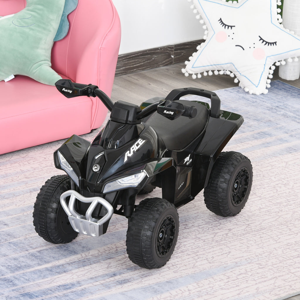 NO Power Kids Ride On Push Car, Ride Racer, Foot-to-floor Sliding Car, Walking ATV Toy with Music, Lights, for 1.5-3 Years Old, Black