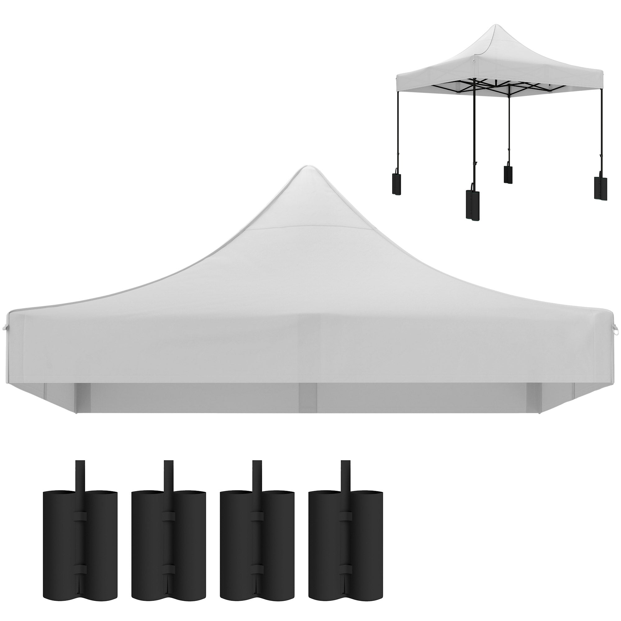 10' x 10' Replacement Canopy Top for Pop Up Canopy Tent with 4 Sand Bags, UPF50+ Protection, White