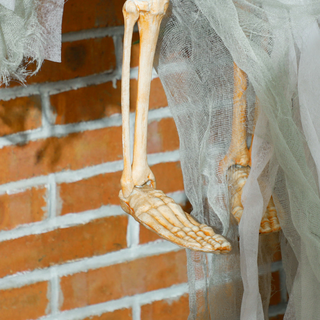 3.9' Outdoor Halloween Hanging Pumpkin Ghost w/ Light Up Eyes, Sound Activated Prop w/ Creepy Howling Sounds