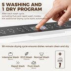 Countertop Dishwasher, Portable Mini Dishwasher with 1.6 Gal Built-in Water Tank, 5 Washing Programs, Air-Dry Function