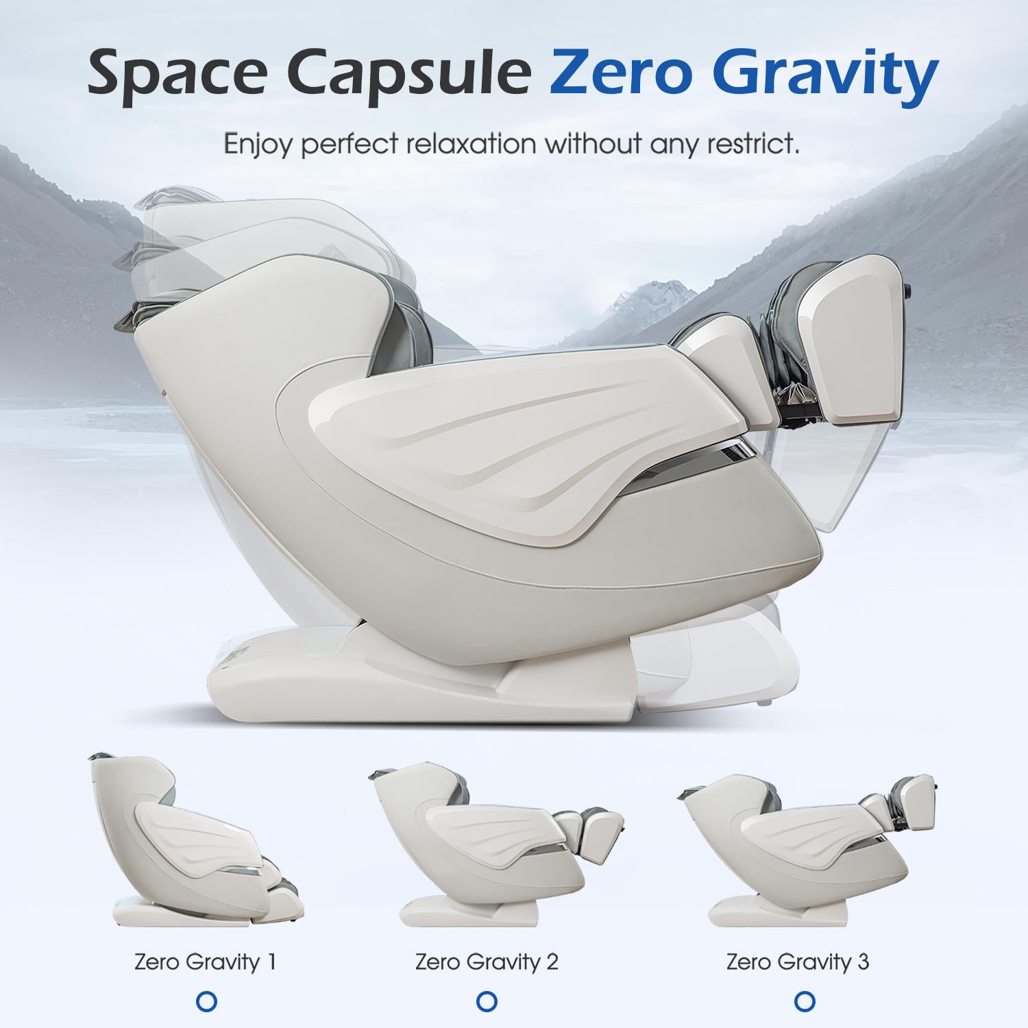 Zero Gravity Massage Chair with Back Heating, 3D Massage Rollers, AI Voice, App Control Dual SL Track Full Body Recliner, Gray