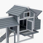 59" Small Wooden Chicken coop Hen House Poultry Cage for Outdoor Backyard with 2 Doors, Nesting Box and Removable Tray, Gray