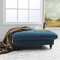 Tufted Ottoman with Upholstered Polyester Blend, Button Tufting, Turned Feet, 40.5" x 40.5" x 16.9", Navy Blue