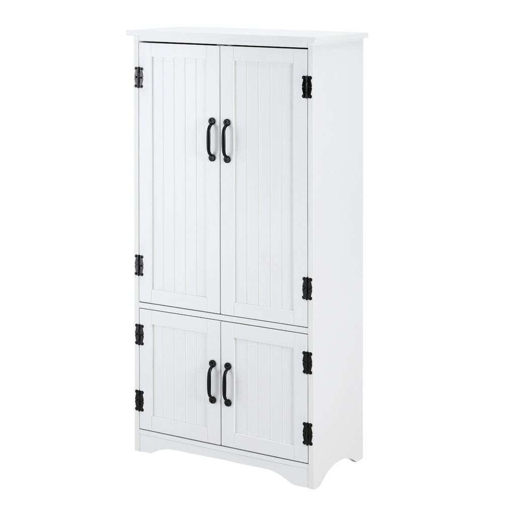 Accent Floor Storage Cabinet Kitchen Pantry with Adjustable Shelves and 2 Lower Doors, White