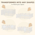 Pet Playpen DIY Small Animal Cage Open Enclosure Portable Plastic Fence 12 Panels for Guinea Pig Hedgehog White, 18" x 14"