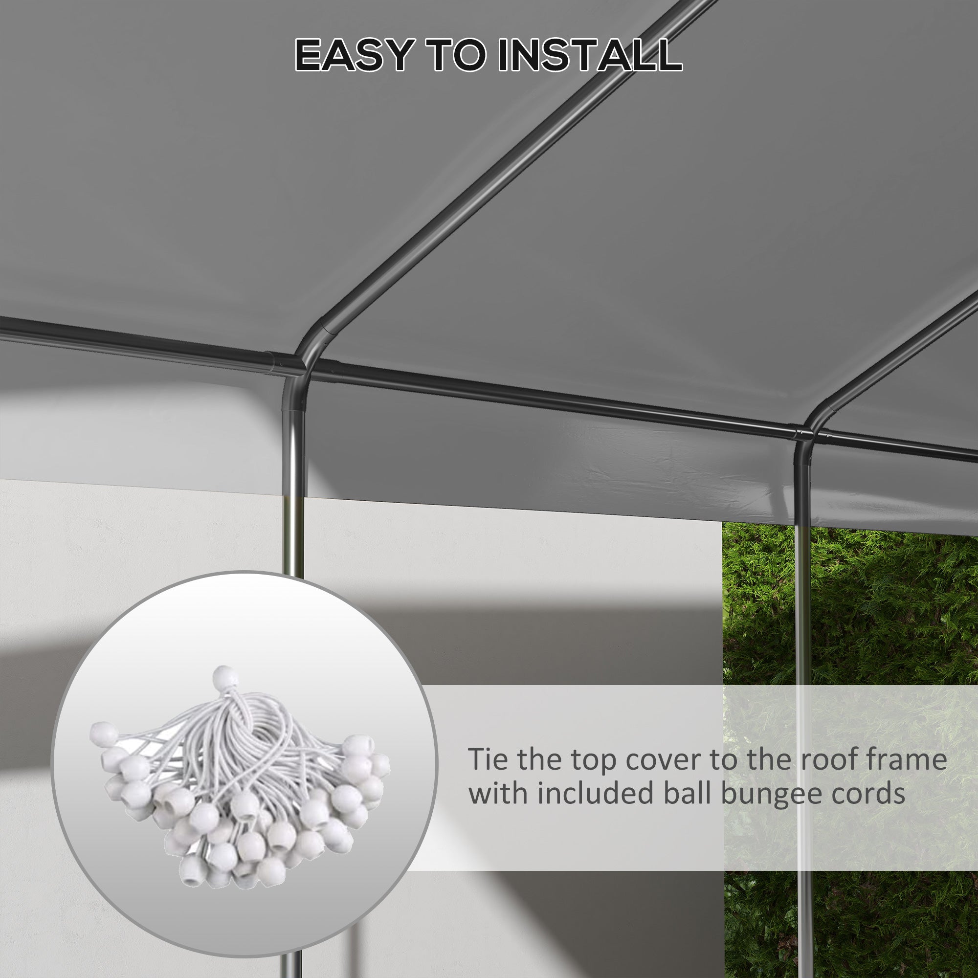20' x 10' Carport Replacement Canopy for Model 84C-207WT or 84C-386V00WT with Ball Bungee Cords, White (Only Cover)
