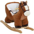 Baby Rocking Horse, Kids Ride-on with Sound, Wooden Base & Safety Belt for Ages 18-36 Months, Brown