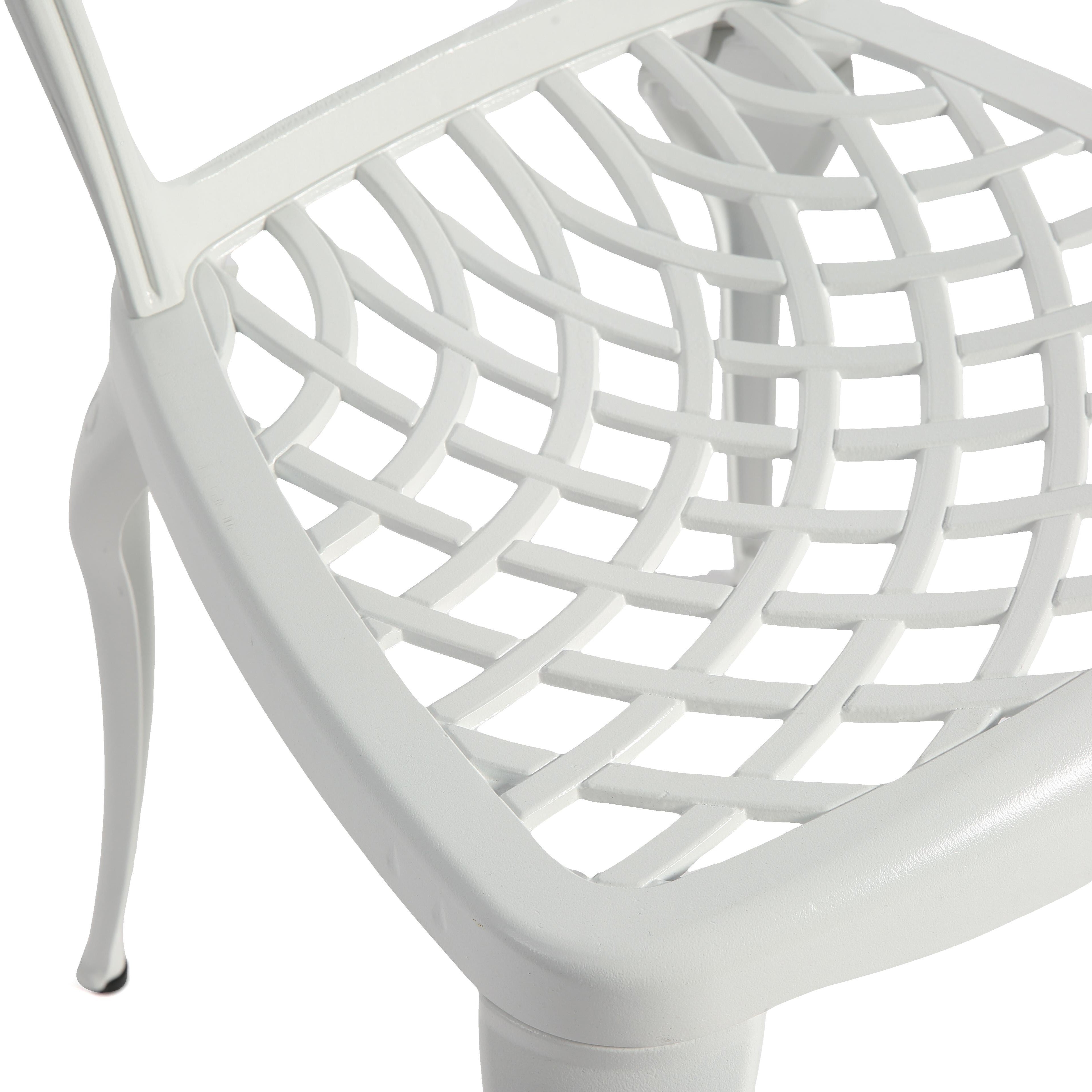 3-Piece Bistro Set with 2 Chairs and 1 Round Table, Adjustable Foot Caps, Classical Design, Rustproof Cast Aluminum Patio Furniture, White